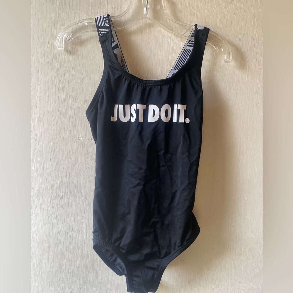Kid’s’ Nike Black Swimsuit with Bold Slogan